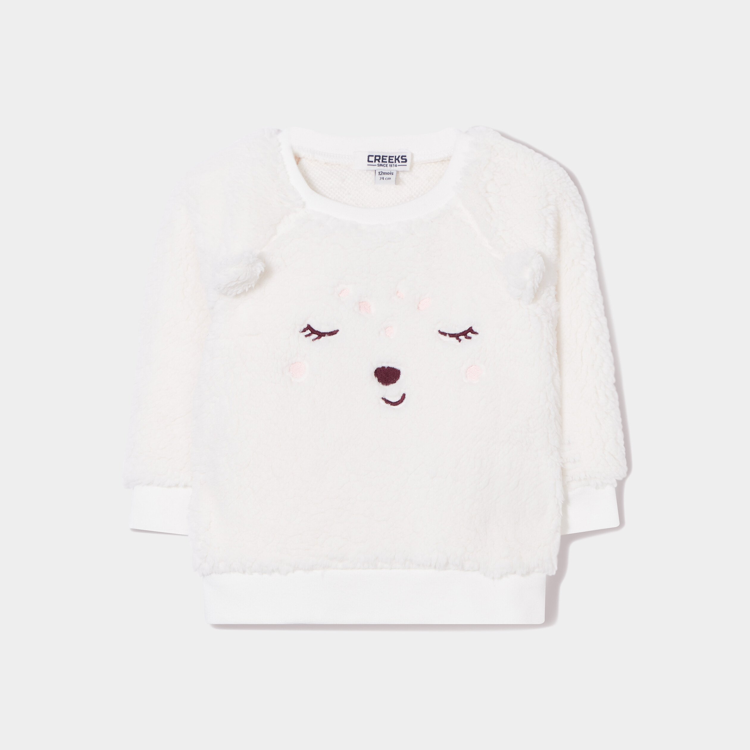 Sweat manches longues blanc bébé fille | La Halle