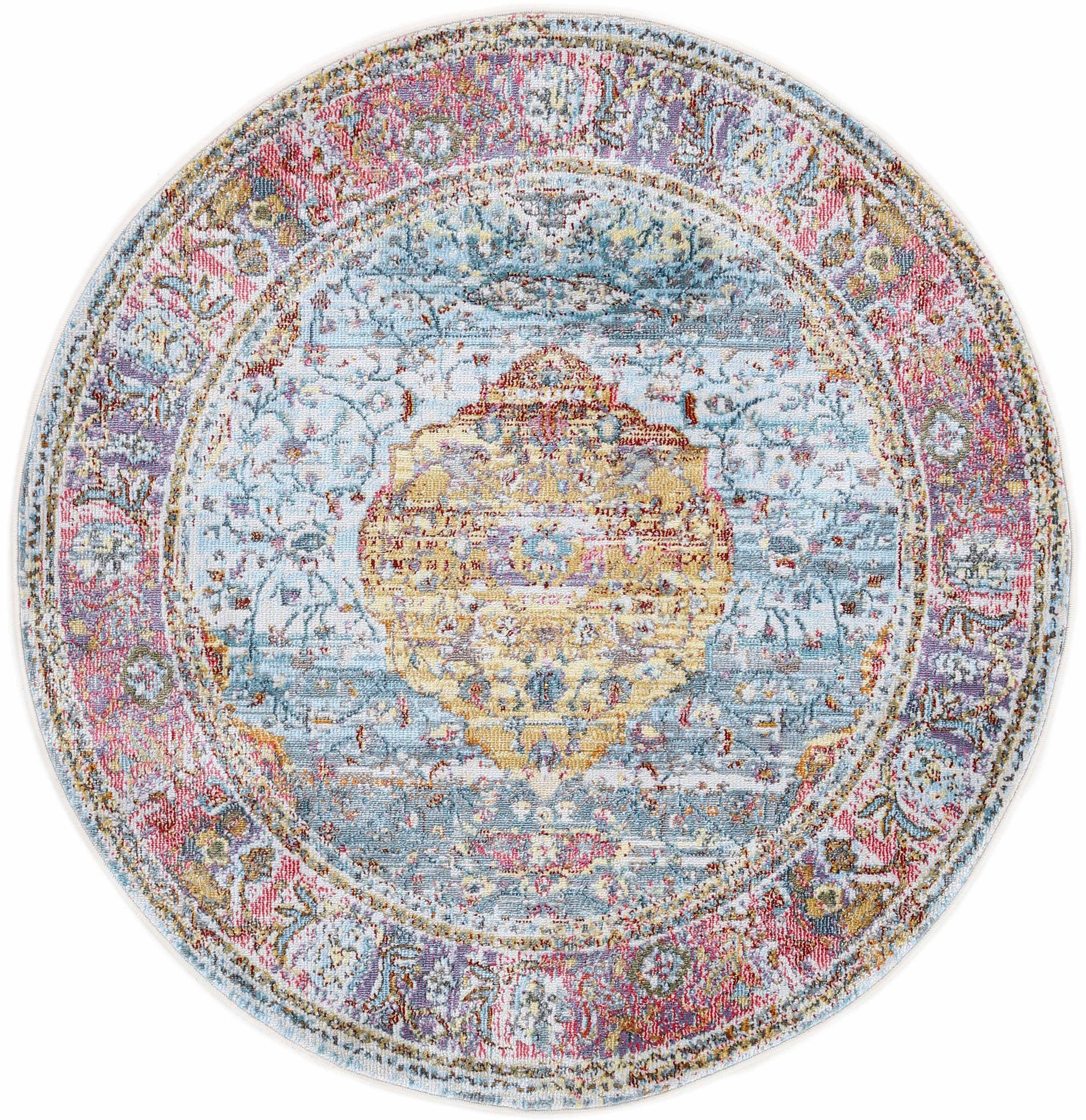 Teppich Esha, carpetfine, rund, Höhe: 8 mm, Vintage Orient Look, in schöner Farbgebung, Wohnzimmer