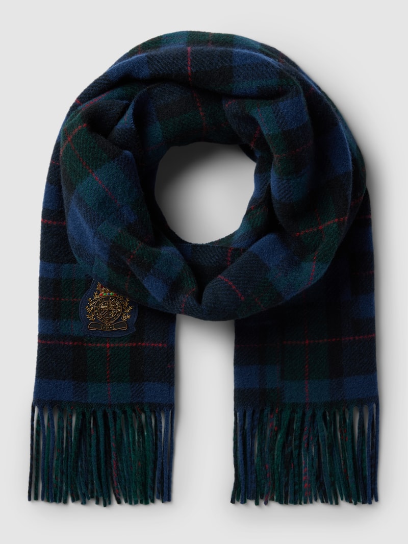 Schal mit Tartan-Karo Modell 'OBLONG' in marineblau