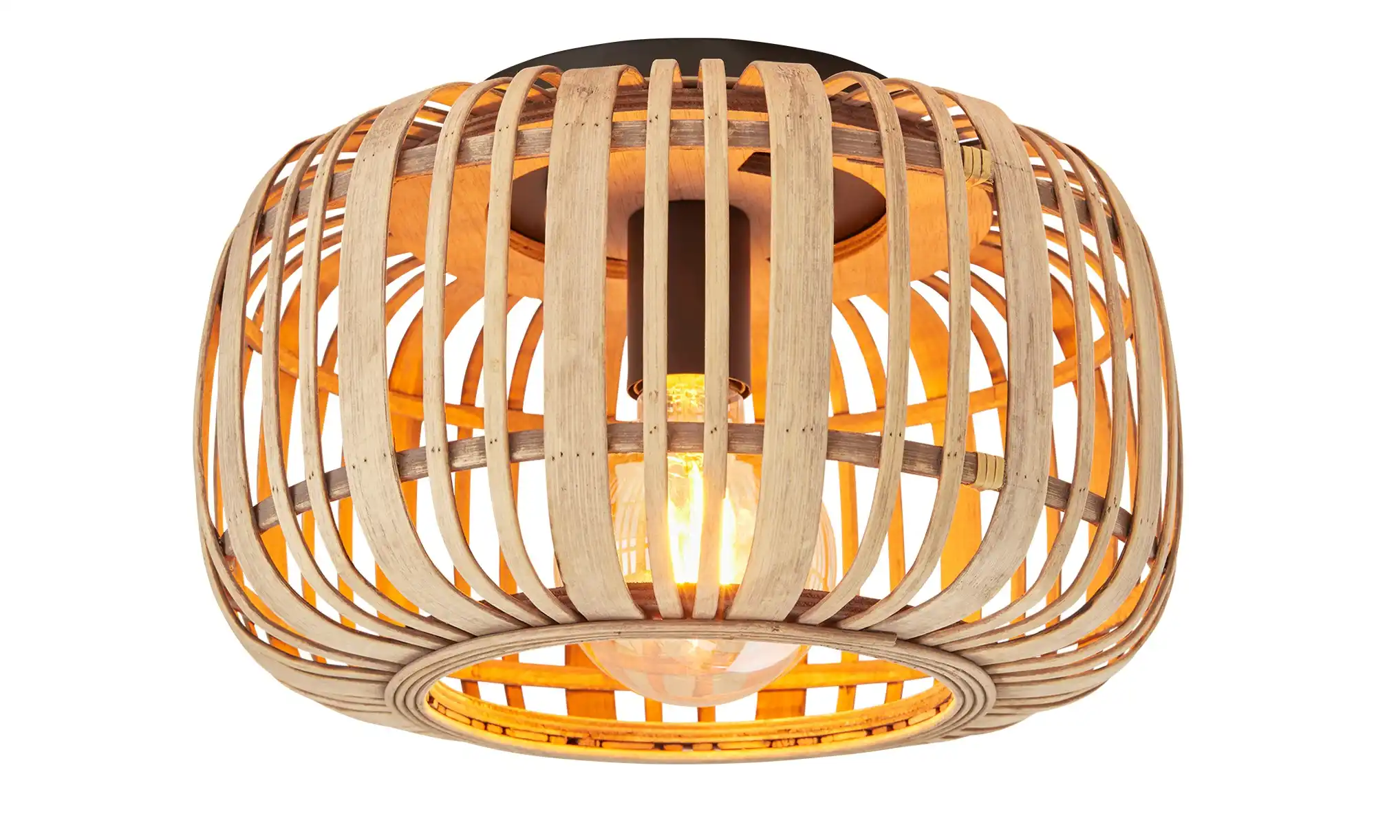 Deckenleuchte, 1-flammig. Rattanschirm  `klein`