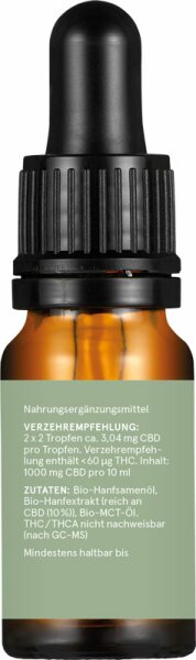 CBD VITAL Nahrungsergänzungsmittel Naturextrakt PREMIUM Öl 10%  Nahrungsergänzungsmittel