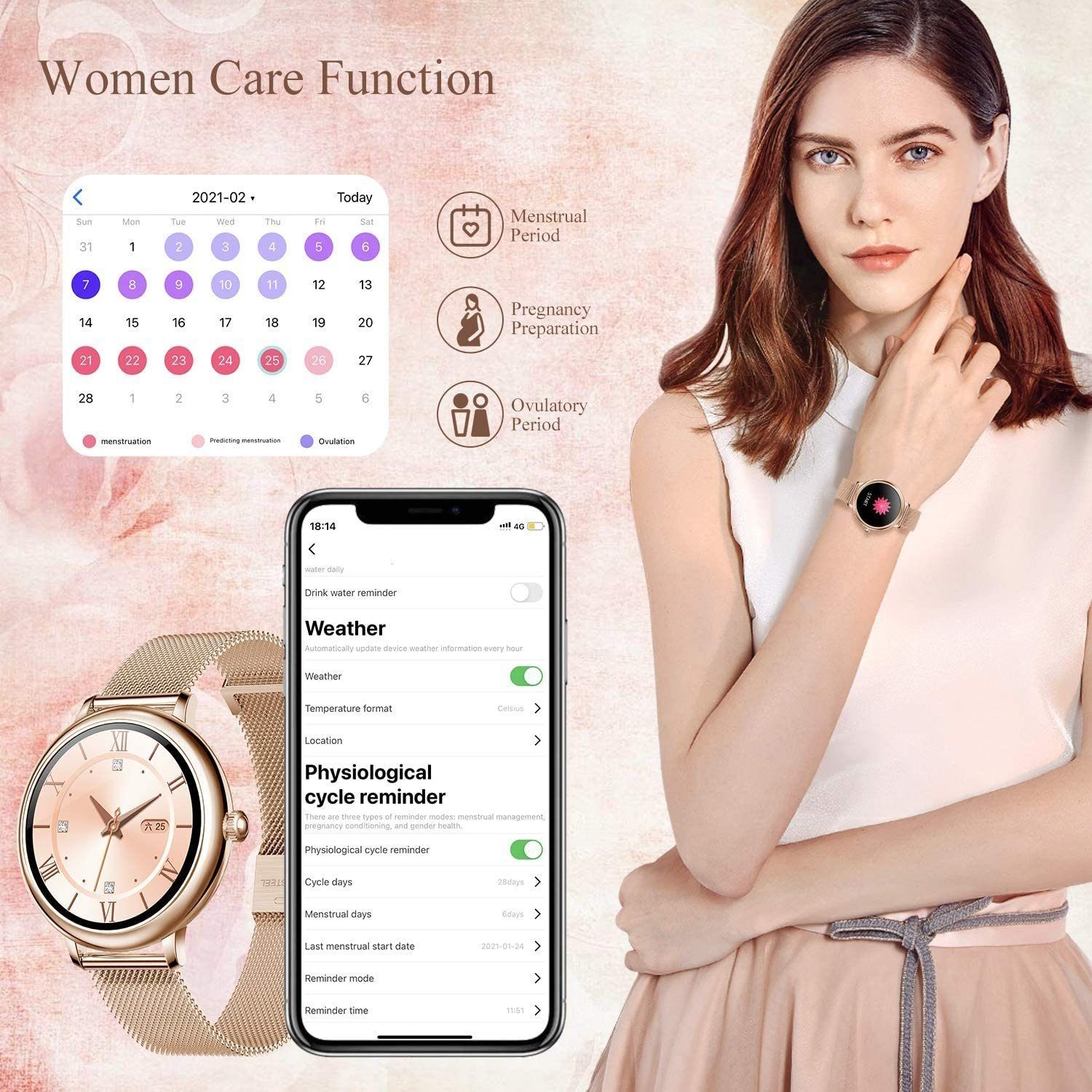 Mutoy Smartwatch, Fitness Tracker Uhr, Damen Herren Smartwatch (Fitnessuhr mit Telefonfunktion 1,08