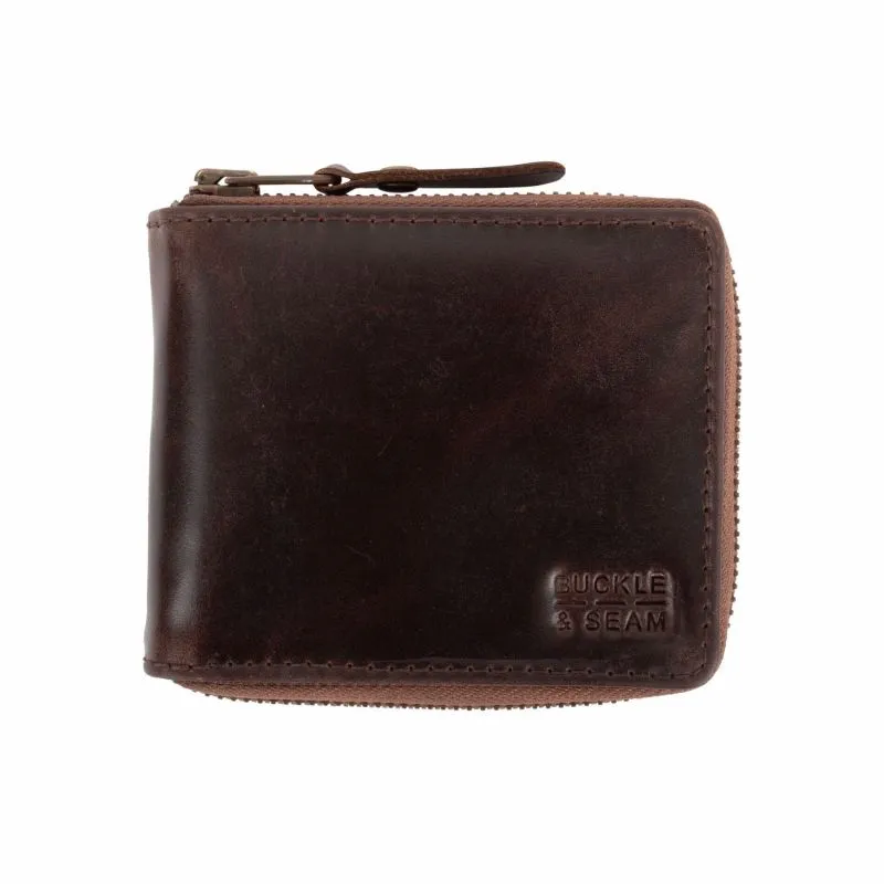 Buckle & Seam Leder Portemonnaie Grind - Braun \/ Blau