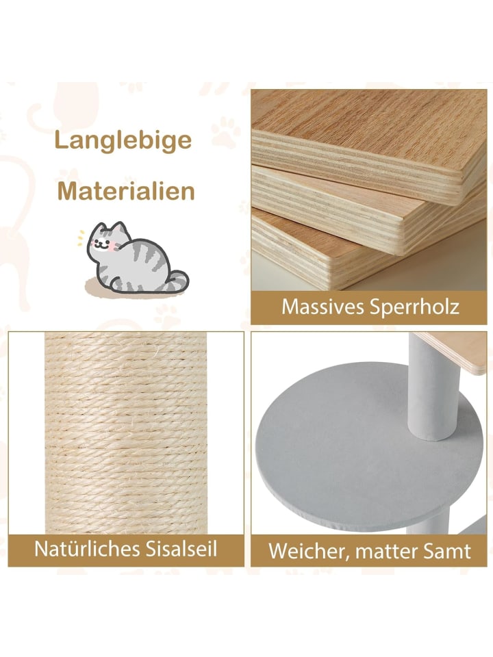COSTWAY Kratzbaum Holz 113 cm in Grau günstig kaufen onesize