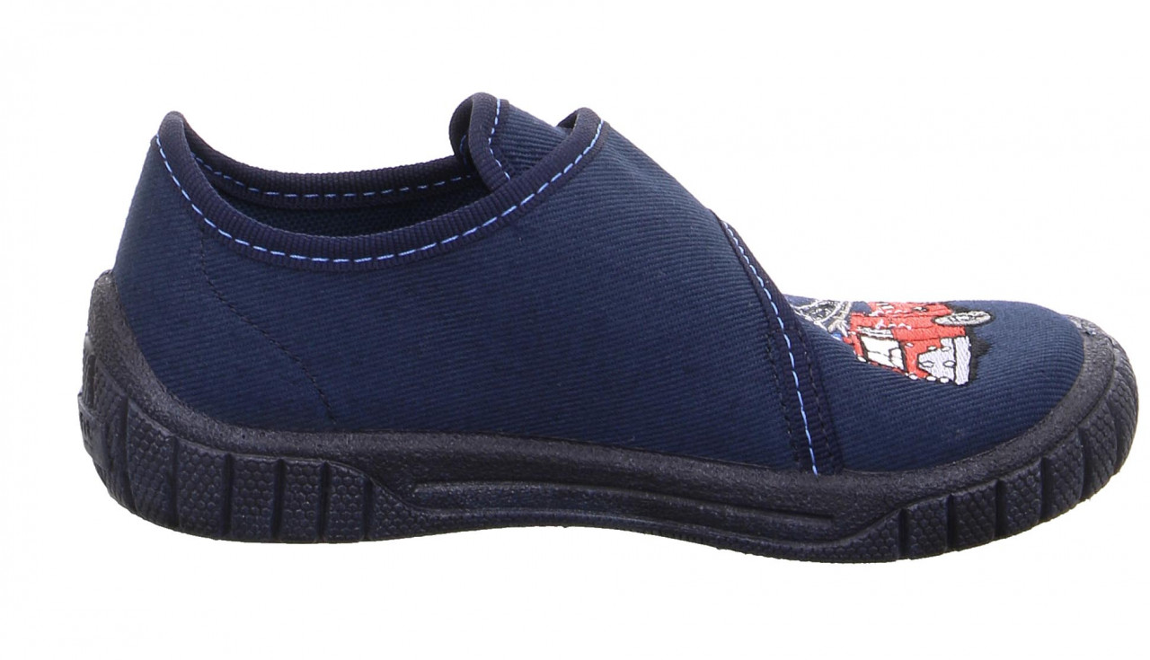 BILL - Blau/Rot Hausschuh mit Klettverschluss