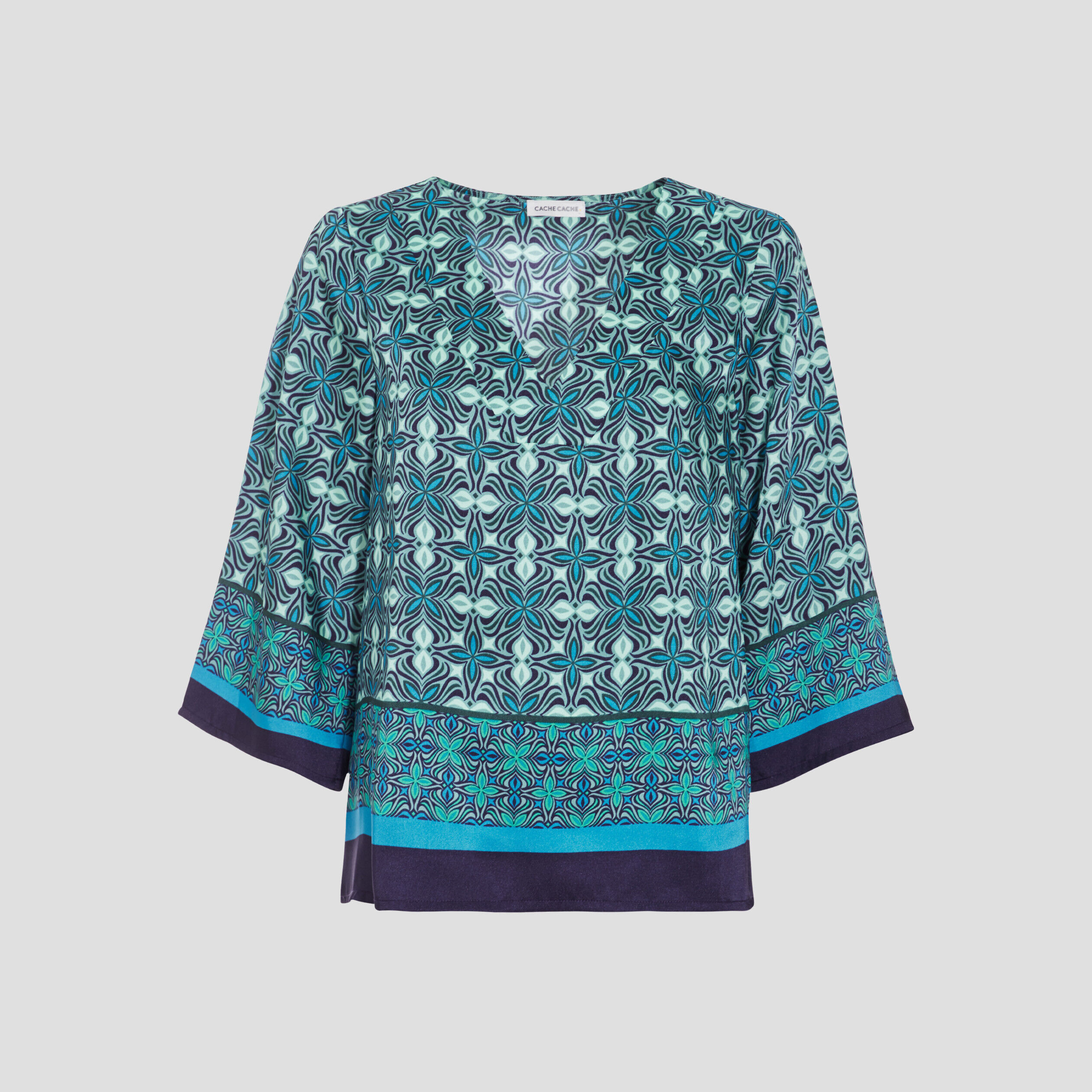 Blouse manches 3/4 vert menthe femme | Cache Cache