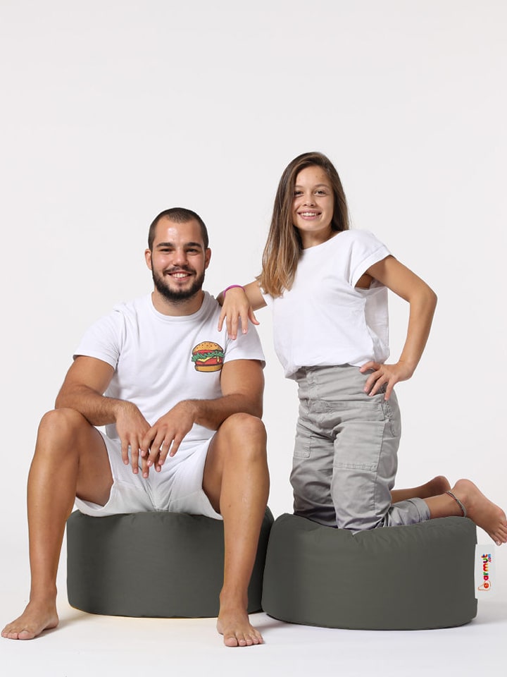 Evila Pouf in Grau - (H)30 cm günstig kaufen onesize