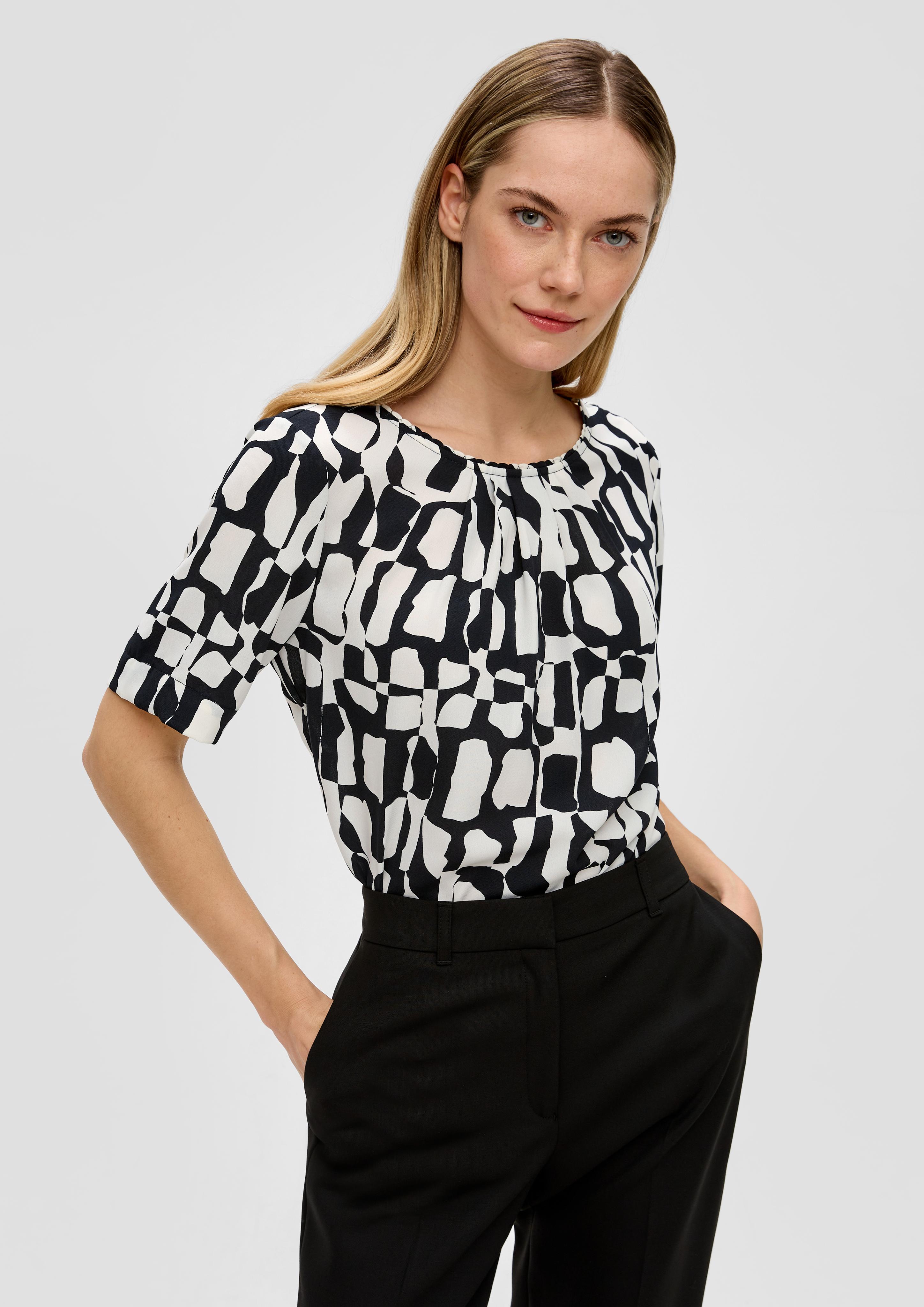 Gemusterte Bluse mit Falten-Details  2142727-99A1