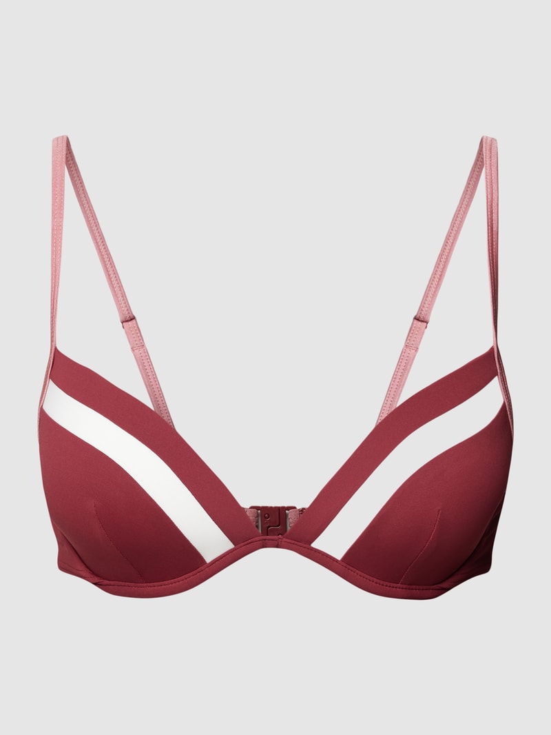 Bikini-Oberteil mit Kontraststreifen Modell 'TAYRONA' in bordeaux rot