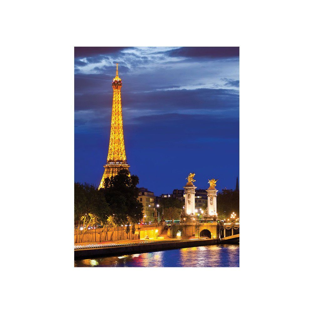 liwwing Fototapete Fototapete Paris Eifelturm Nacht Lightning Skyline Stadt Panorama no. 983, Skylines