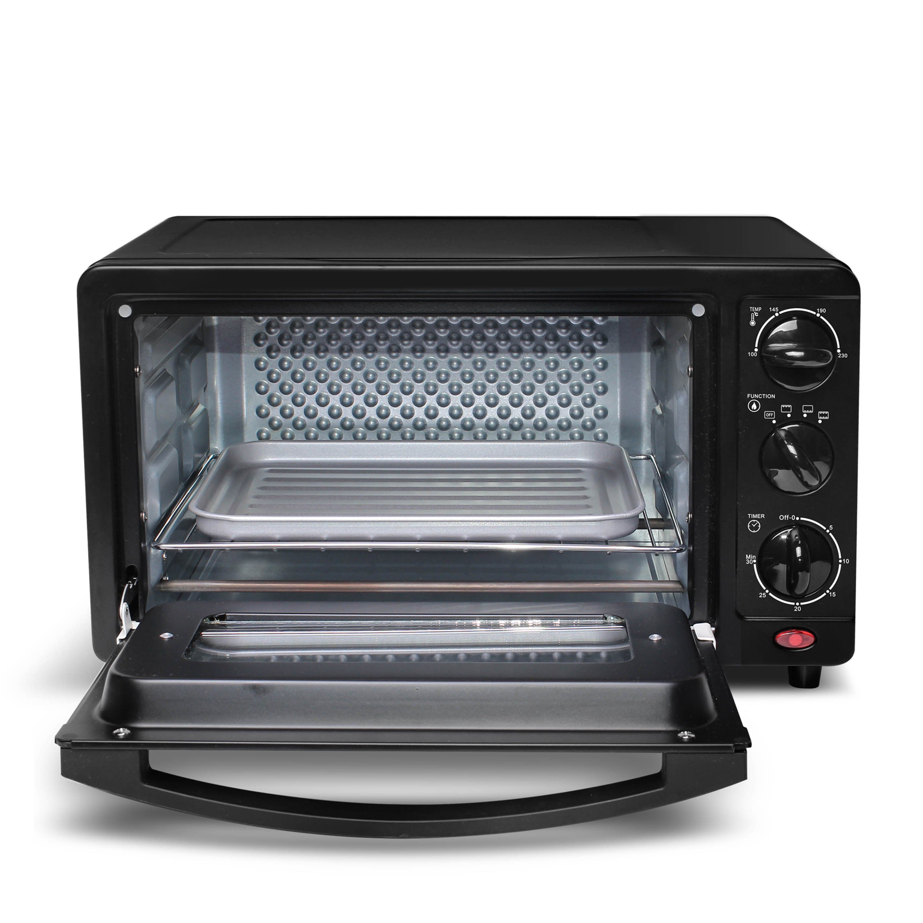 TurboTronic by Z-Line Minibackofen 14 Liter Schwarz, inkl. 1x Grillrost & 1x Backblech 1200W Camping, Pizzaofen 100-230°C Tischbackofen, Kleiner Ofen
