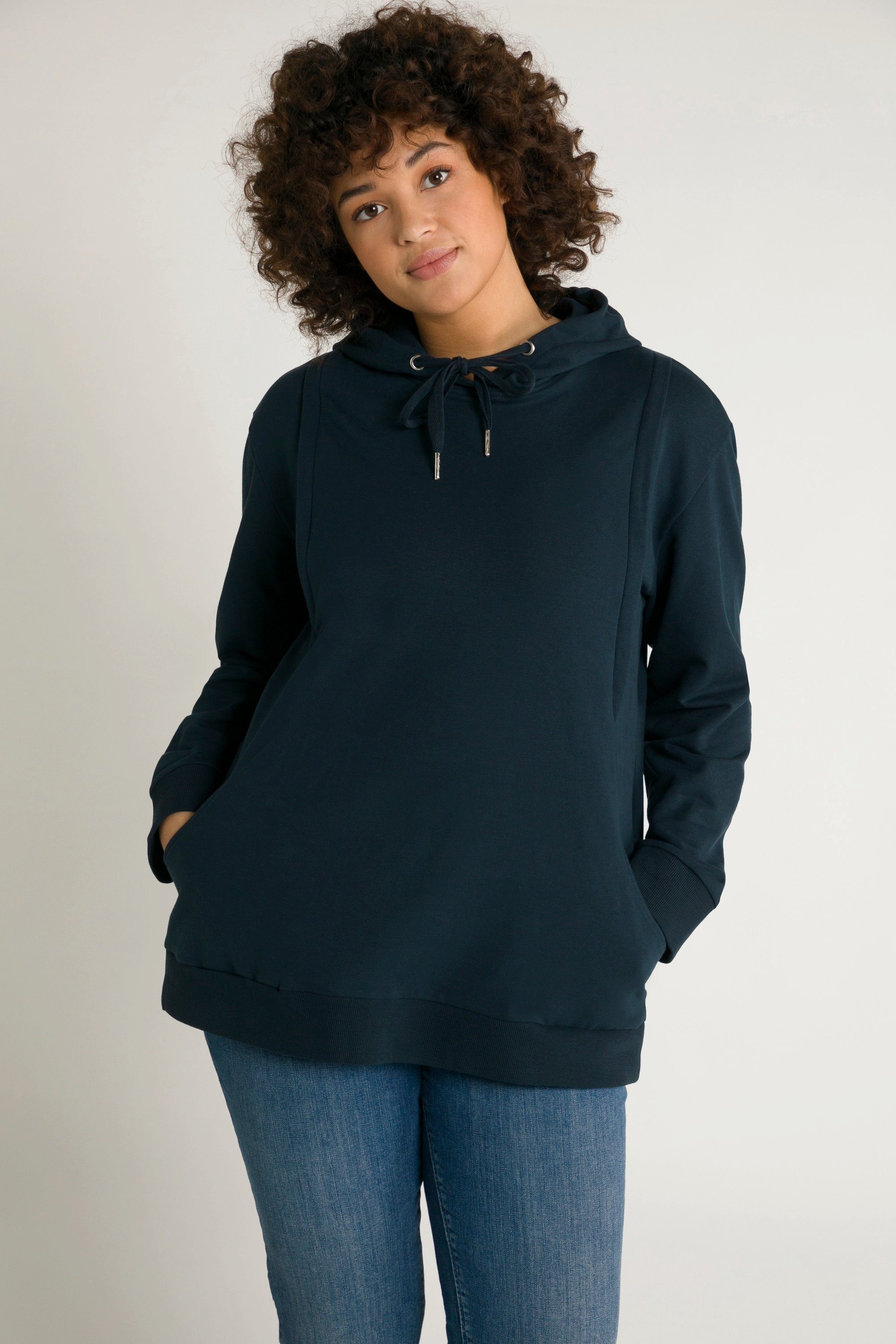 Ulla Popken Umstandssweatshirt Bellieva-Hoodie Stillfunktion A-Linie Kapuze