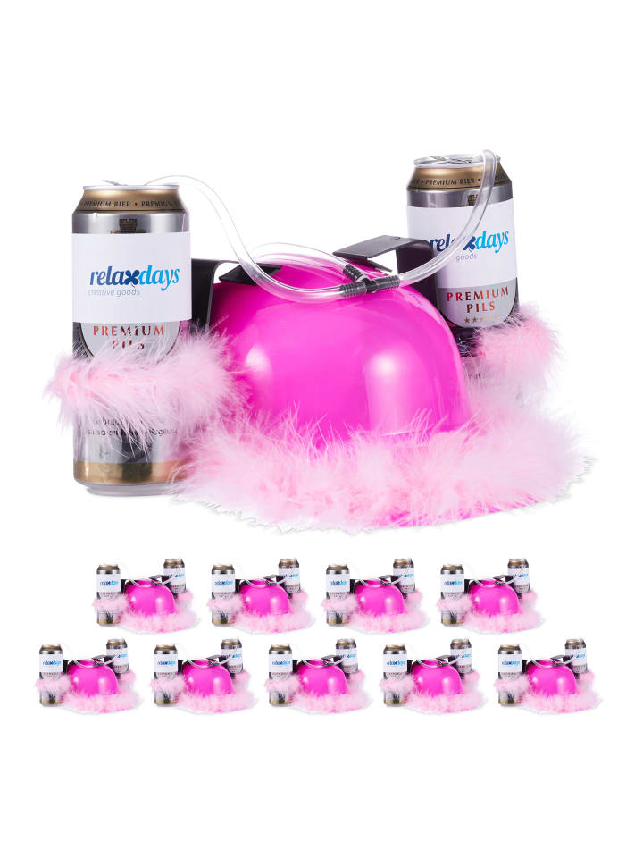 relaxdays 10x Bierhelm in Pink günstig kaufen onesize