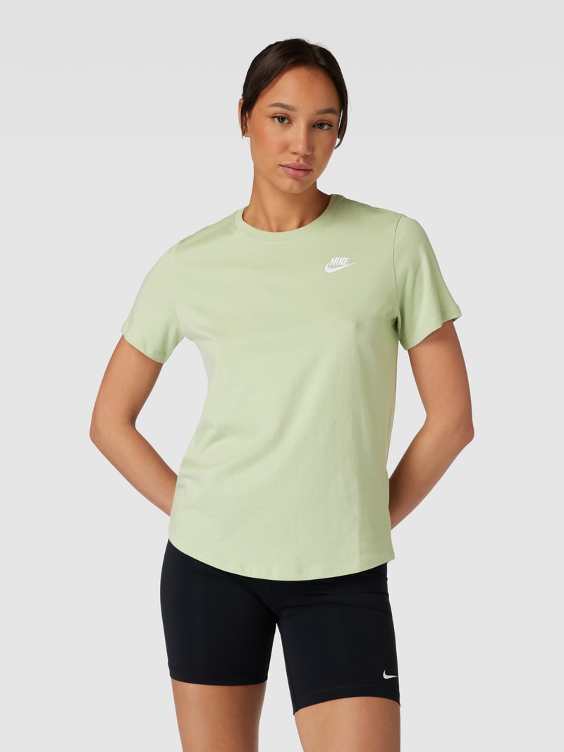 T-Shirt in unifarbenem Design mit Label-Stitching in hellgrün
