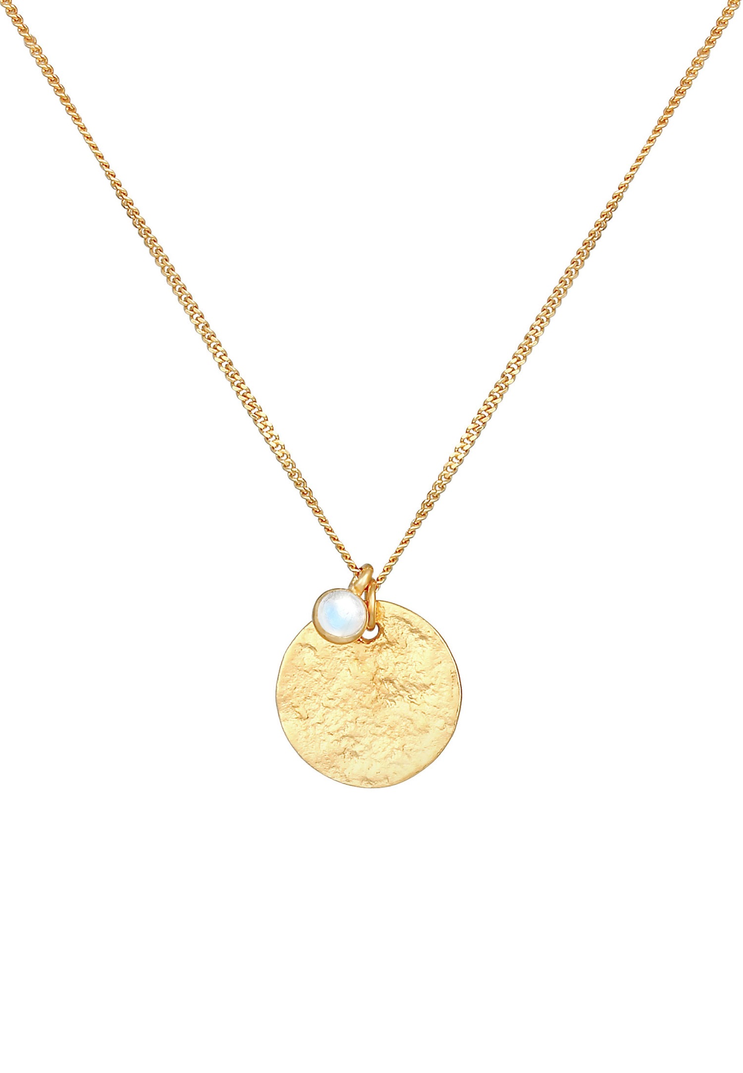 Ciondolo da donna Elli Vintage Organic con placca e pietra di luna in argento sterling 925 placcato oro
