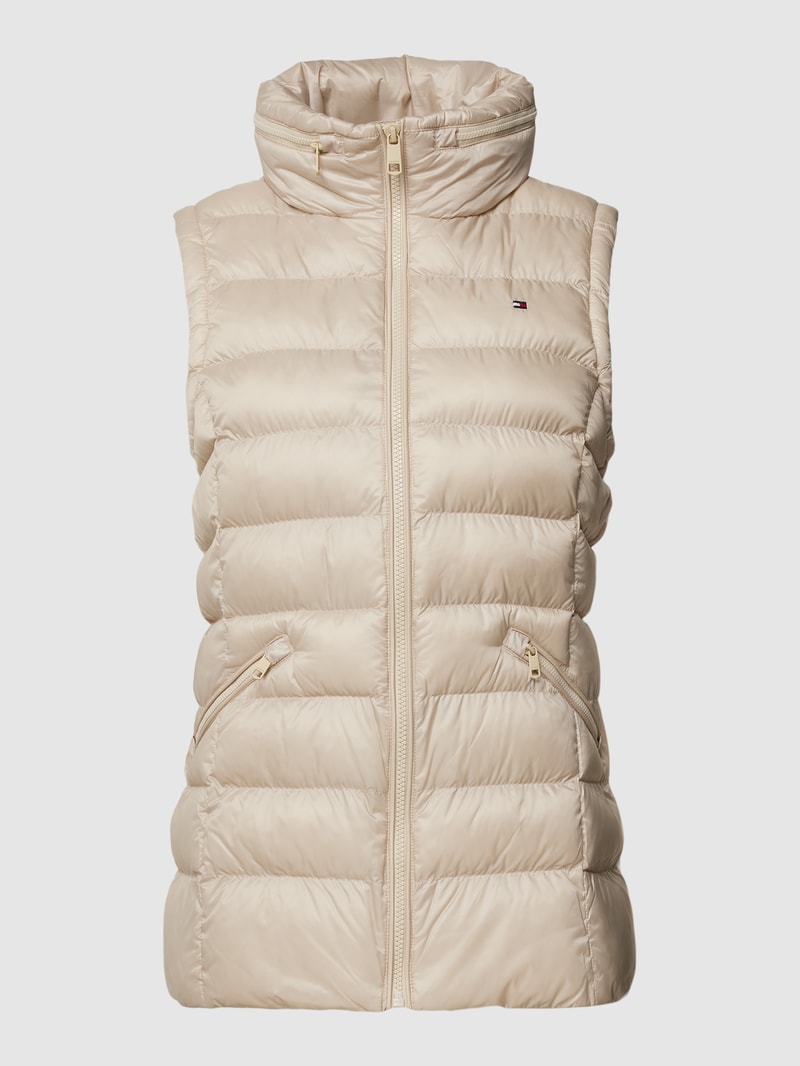 Steppweste mit Label-Stitching in beige