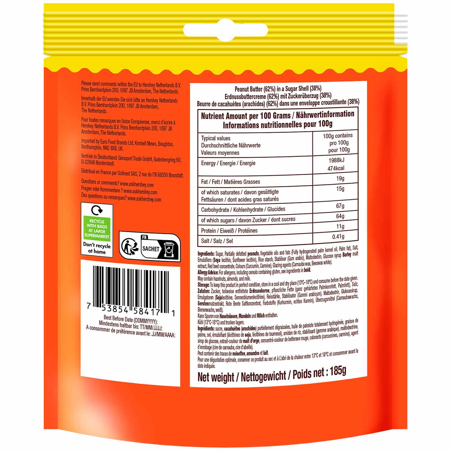 Reese's Pieces 185g (MHD 14.03.2024)