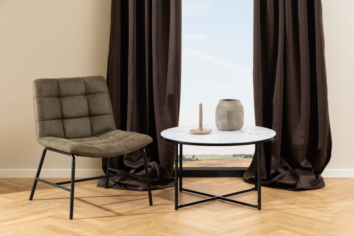 Couchtisch Alisma Weiß Schwarz Ø 80 cm