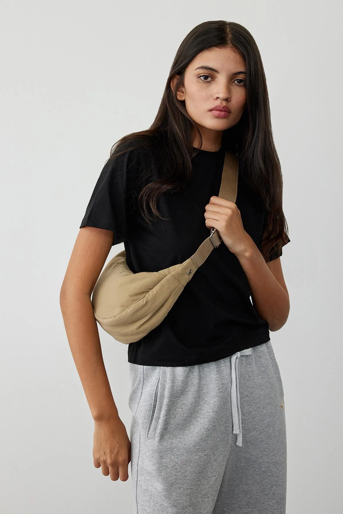 Suud Collection  Kamelfarbene Mini-Dad-Tasche im 90er-Stil