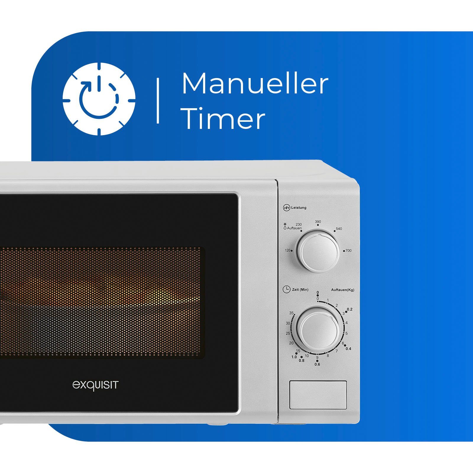 exquisit Mikrowelle MW 900-030, Mikrowelle, 20 l, silber