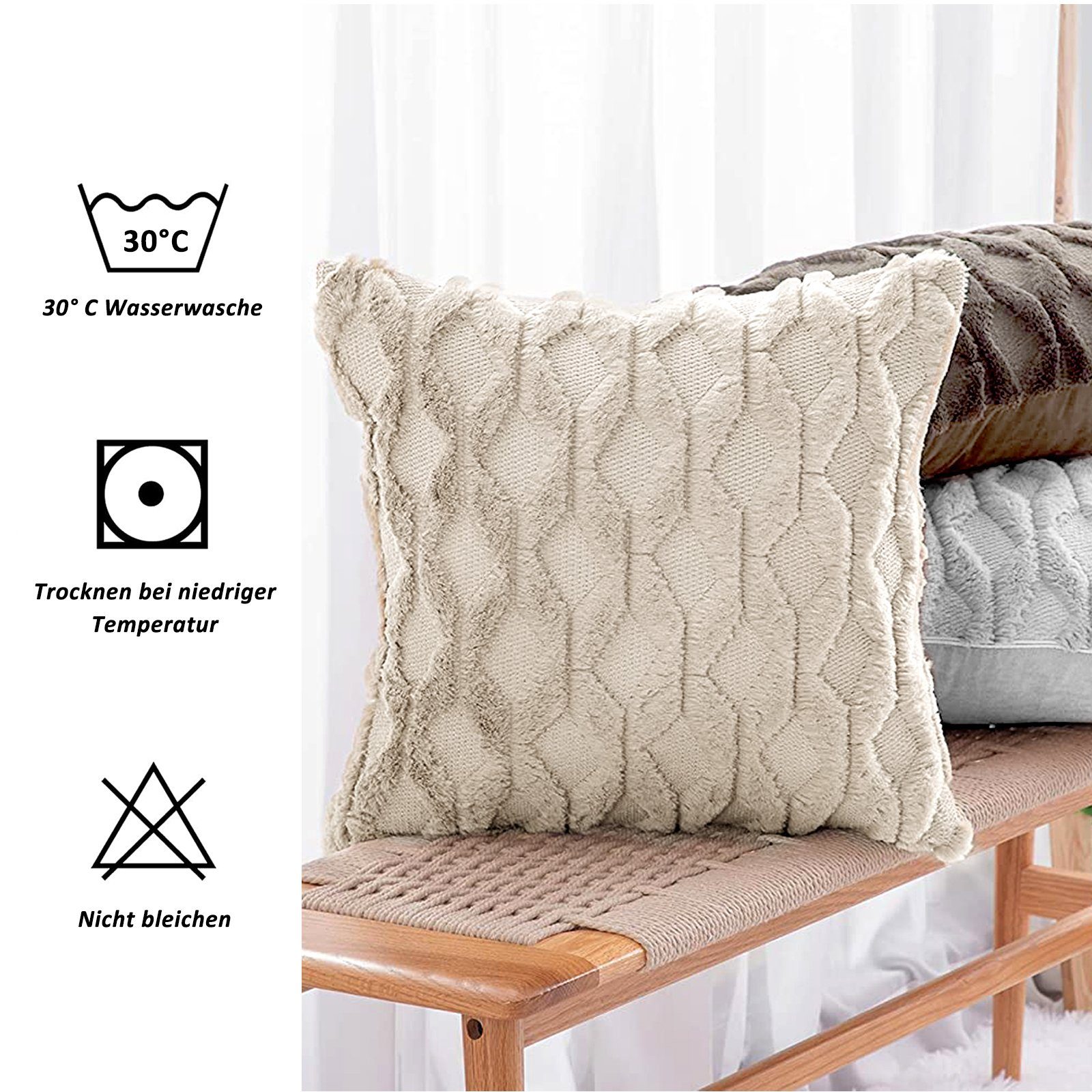 Kissenbezüge Kissenbezüge Plüsch Raute Kissenbezug Dekorative Zierkissenbezüge, CALIYO (2 Stück), Kopfkissenbezug für Sofa/Wohnzimmer/Schlafzimme