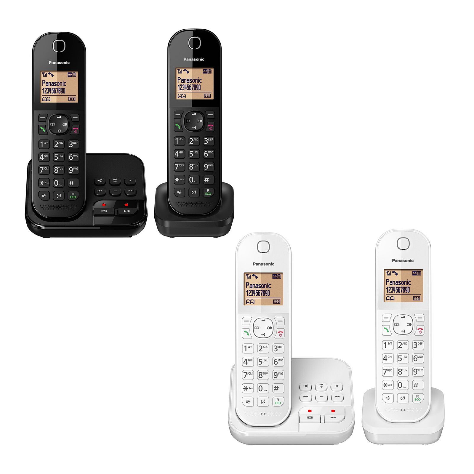 Panasonic KX-TGC422GB Schnurloses DECT-Telefon (2 Mobilteile und Ladeschale, mit Anrufbeantworter, Telefonbuch)