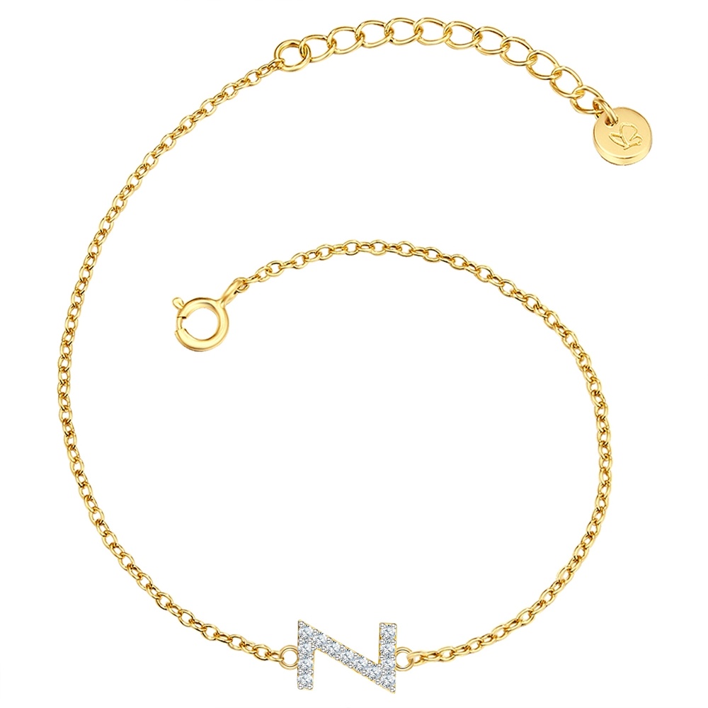 Glanzstücke München Bracelet en argent Lettre Z Argent sterling Oxyde de zirconium (CZ) en Or jaune Bracelet