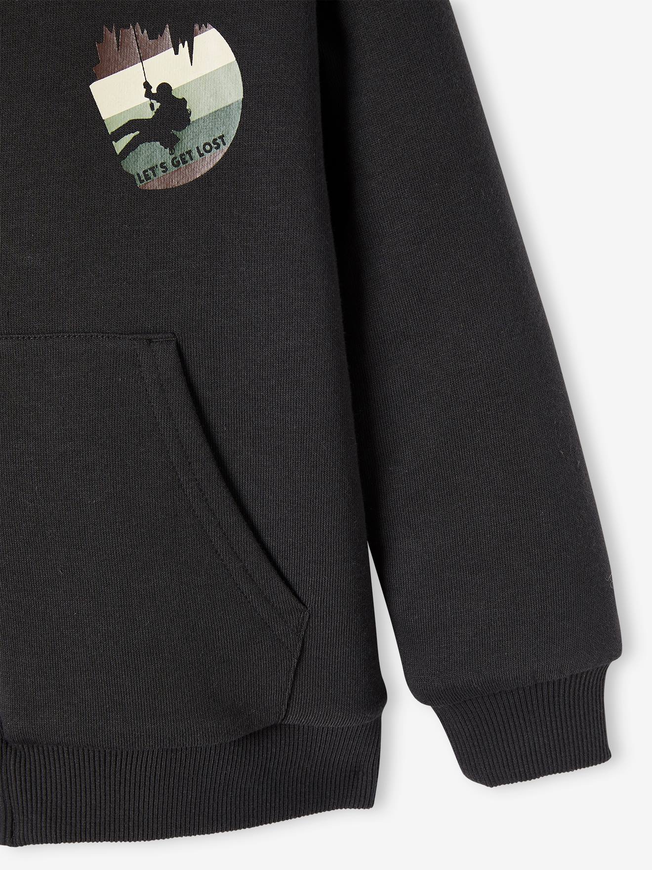 Sweat zippé doublé sherpa camouflage garçon. anthracite