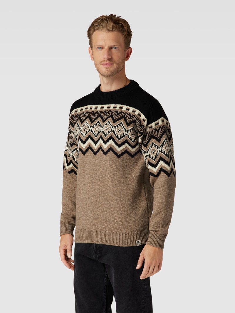 Strickpullover mit Zickzack-Muster Modell 'Randaberg' in haselnuss braun