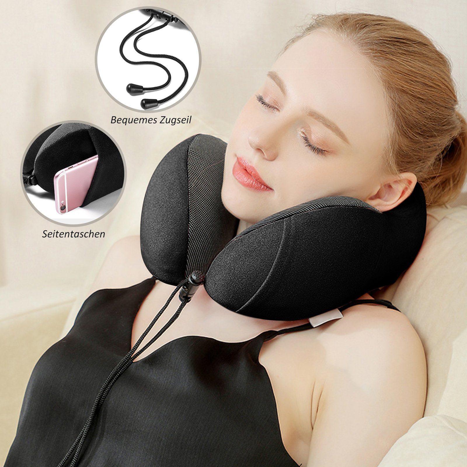 CALIYO Nackenkissen Nackenkissen, Nackenhörnchen Memory Foam, Ergonomisch Gestaltetes Reisekissen, Nackenkissen Reise