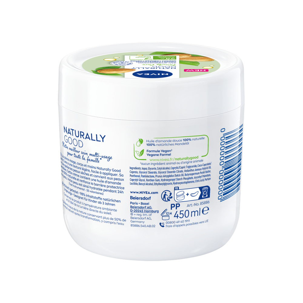 nivea NATURALLY GOOD - Crème multi-usage Family 450 ml Soin visage corps et mains Famille