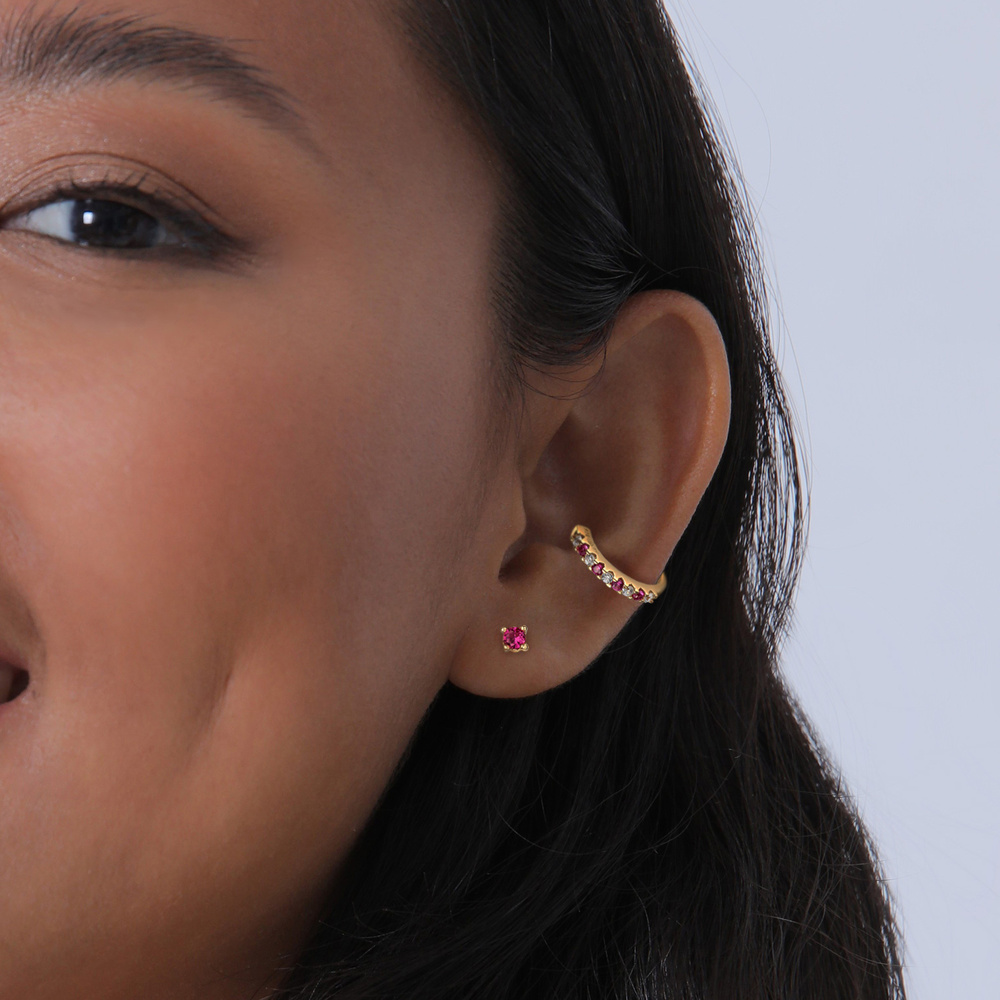 Elli Elli Boucles d'Oreilles Femmes Clous d'oreilles Set Earcuff Basique avec Zircona  Bijoux