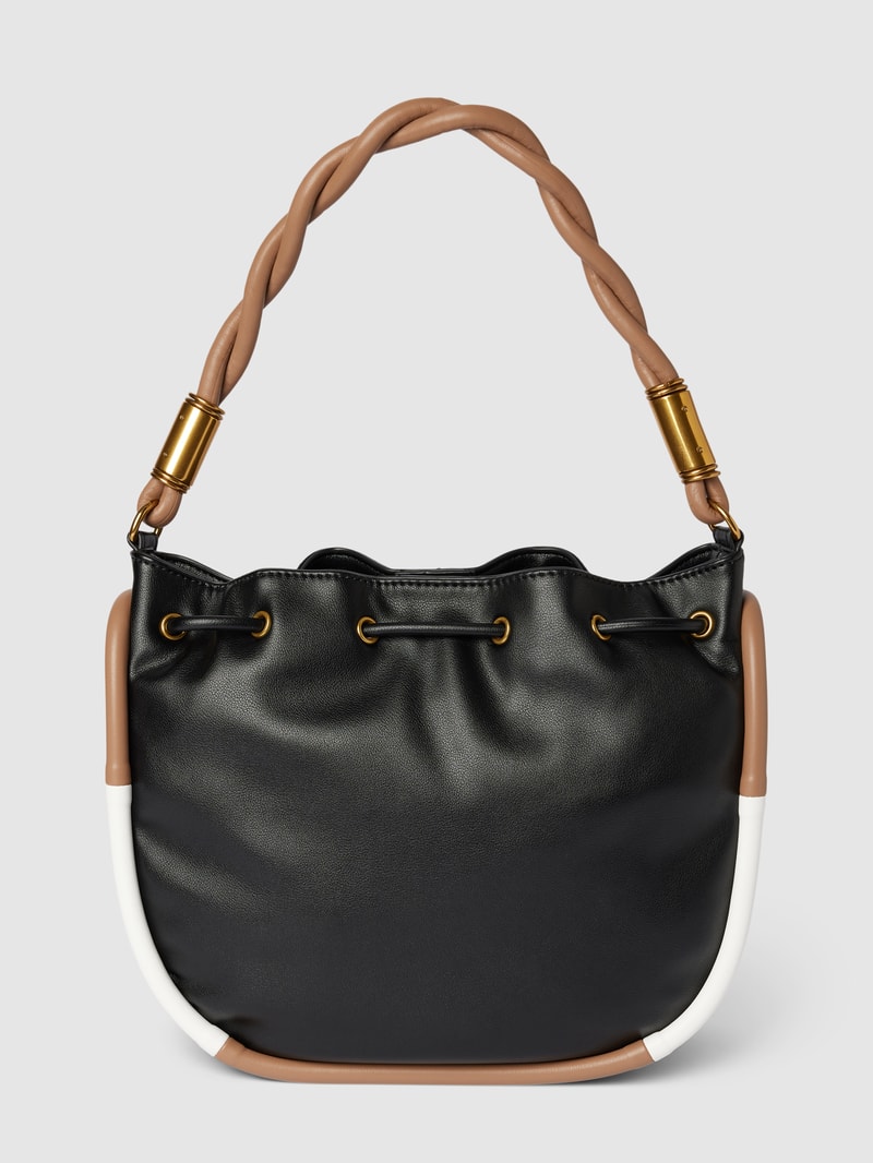 Bucket Bag mit Label-Applikation Modell 'AIENA' in schwarz