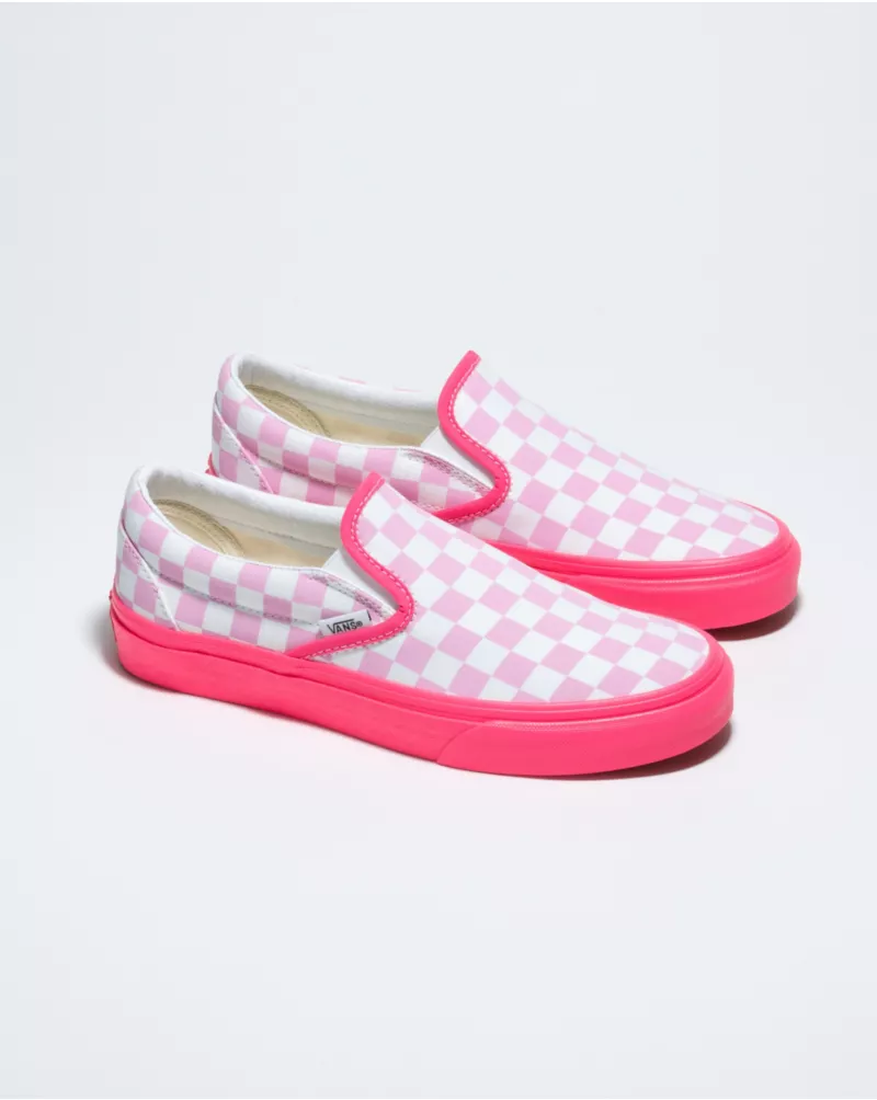 Customs Neon Pink Checkerboard Slip-On Wide