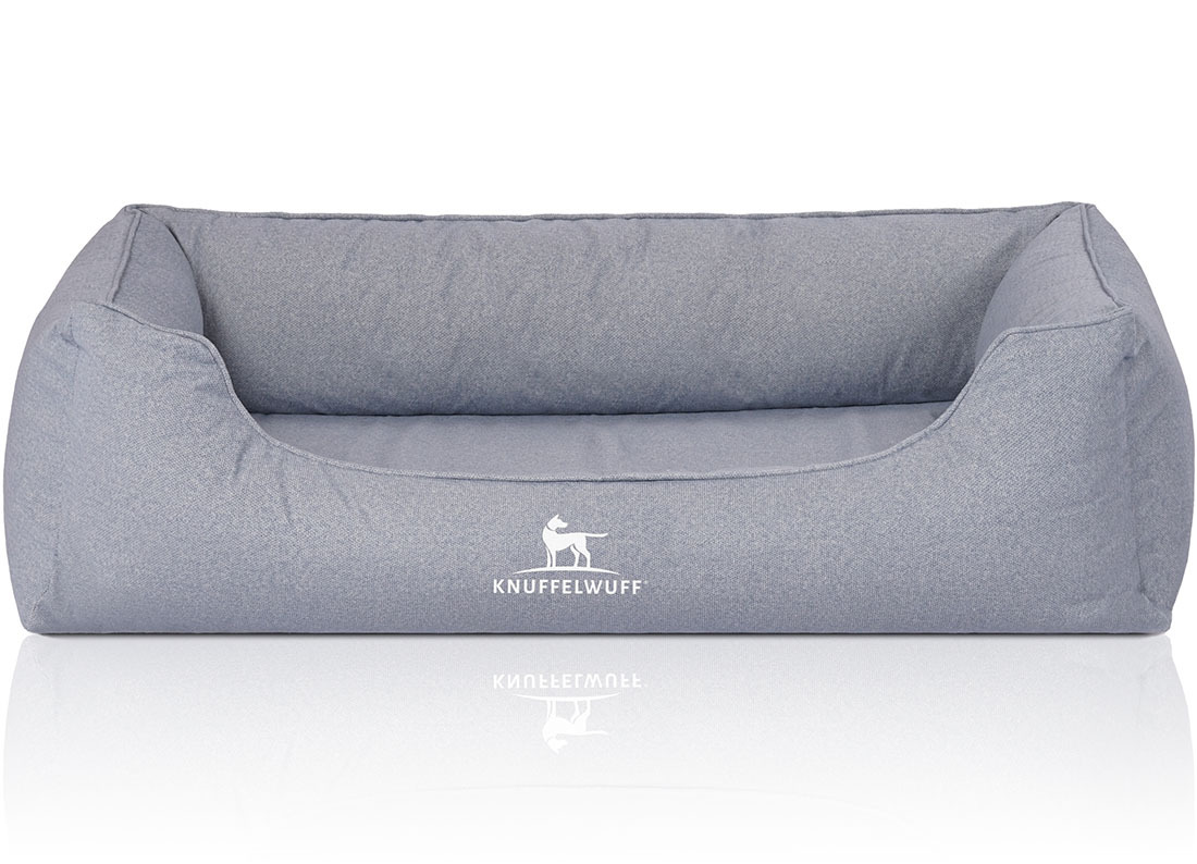Knuffelwuff Hundebetten Knuffelwuff Orthopädisches Wasserabweisendes Hundebett Malou aus Velours mit Handwebcharakter hellblau XL