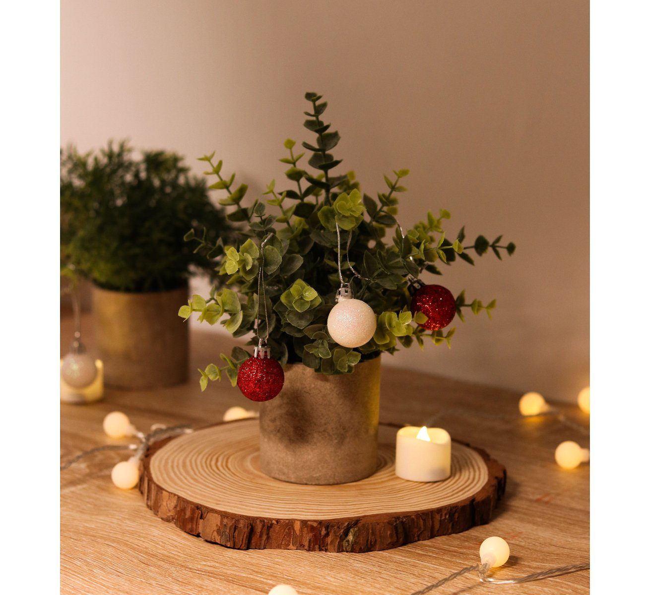 Künstliche Zimmerpflanze 3 Stück Mini Kunstpflanzen mit Töpfen Eukalyptus Rosmarin Babysbreath, Homewit, Tischdeko Haus Balkon Büro Deko