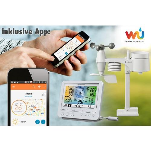Bresser WLAN Farbwettercenter mit 5-in-1 Profi-Sensor weiß