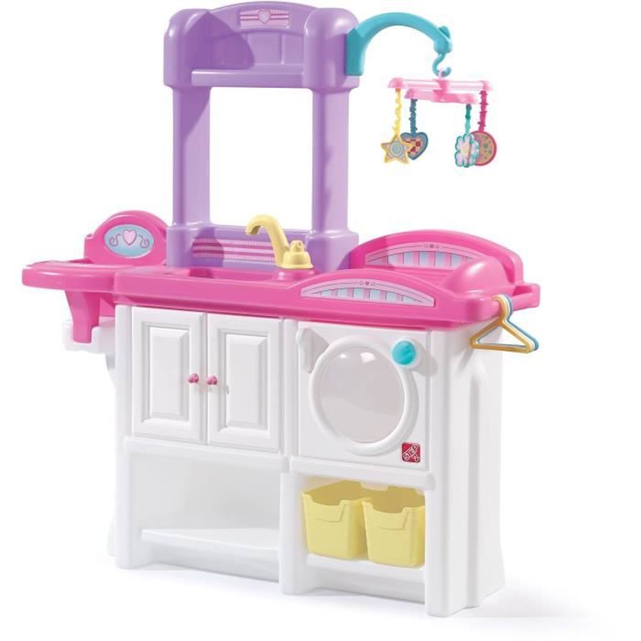 Step2 Love & Care Deluxe Chambre d'enfants pour pouppées | Avec berceau, siège bébé, machine à laver et accessoires (sauf poupée) blanc