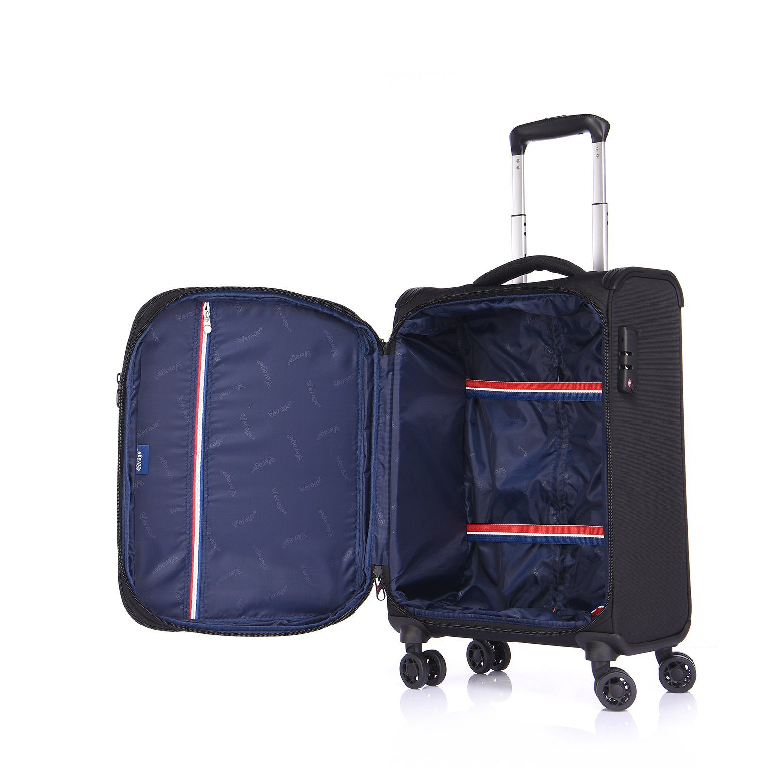 Verage Weichgepäck-Trolley Toledo Reisekoffer, 4 Rollen, Weichschale, erweiterbar, TSA-Schloss, Handgepäck-Koffer