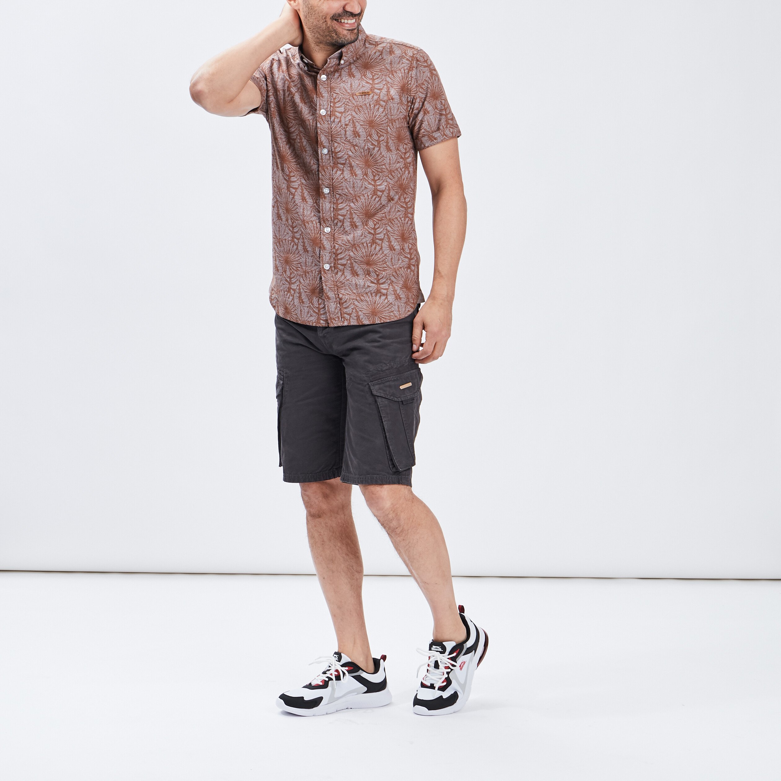 Bermuda regular avec ceinture Trappeur gris foncé homme | La Halle