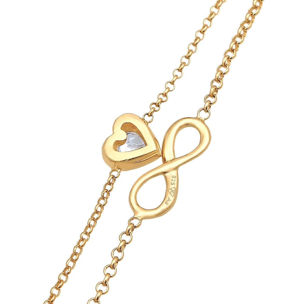 Elli Elli Bracelet Femmes Couches l'infini Coeur avec Cristal de Zirconium en Argent S Bracelet