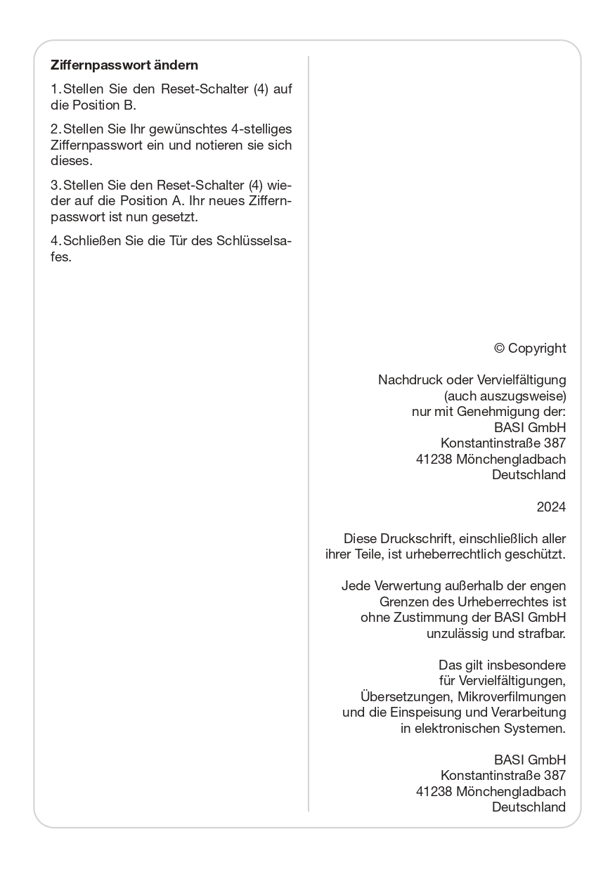 Basi SSZ 200 Schlüsselsafe