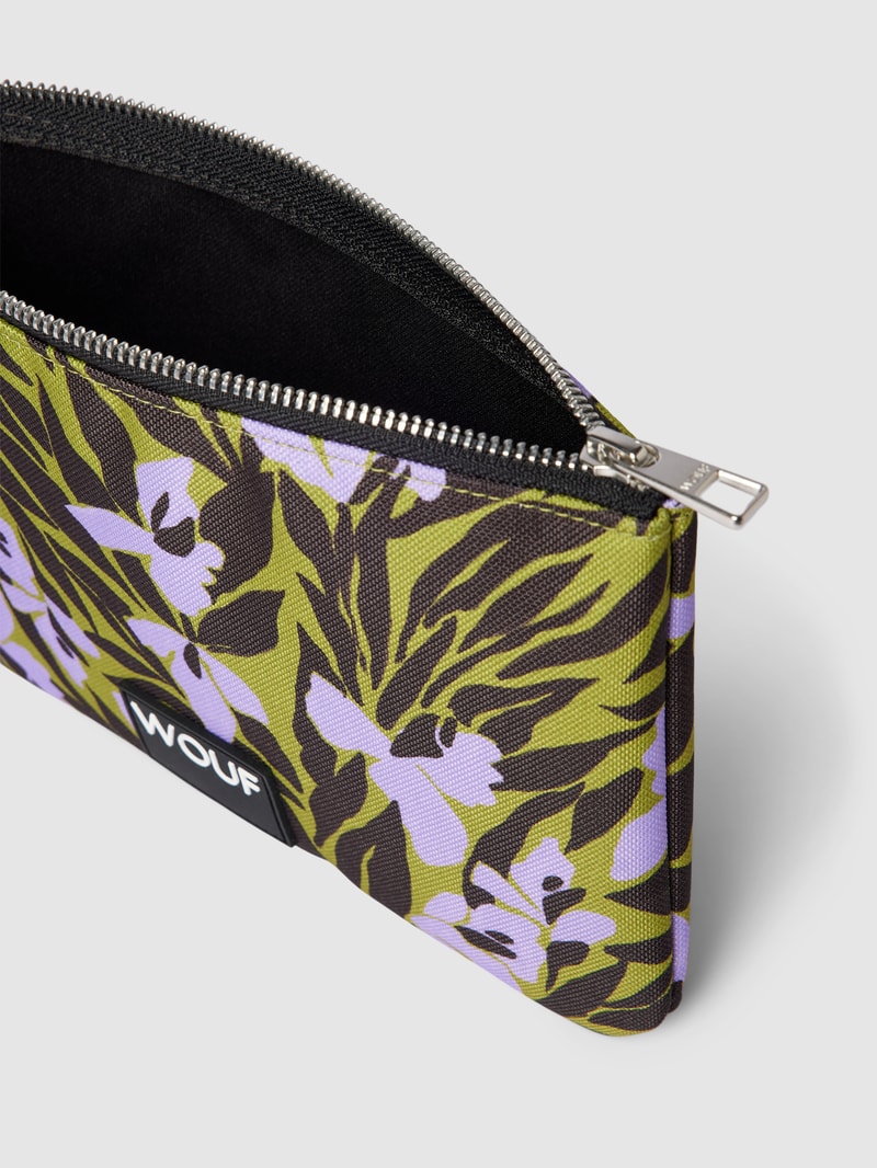 Pouch mit Allover-Muster Modell 'Adri' in olivgrün
