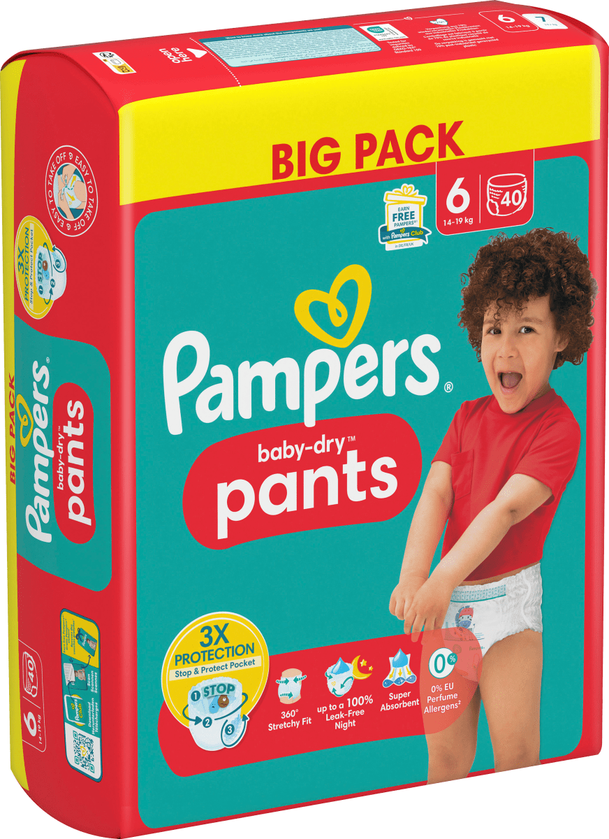 Baby Pants Baby Dry Gr.6 Extra Large (14-19kg), Big Pack, 40 St