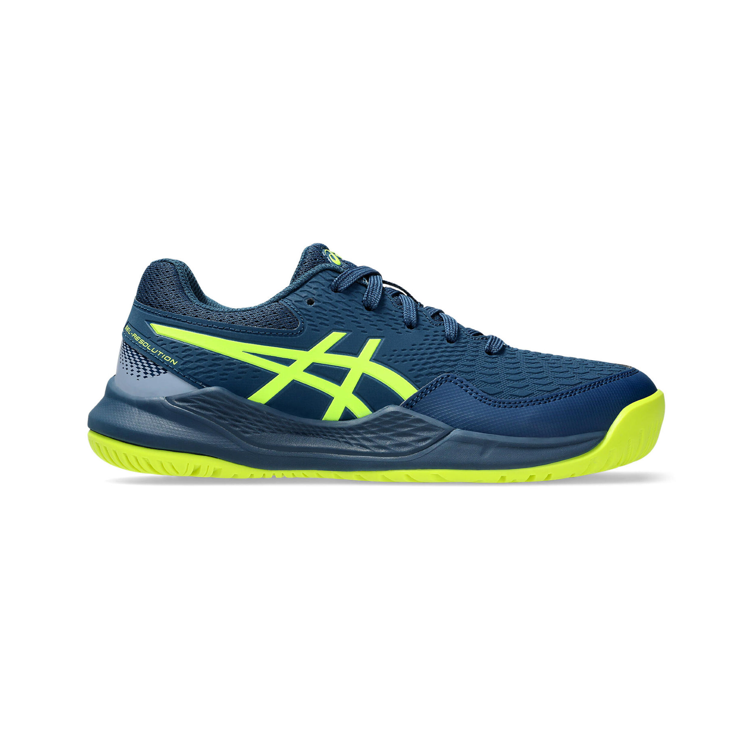 Gel-Resolution 9 GS Allcourtschuh Kinder - Dunkelblau, Neongelb