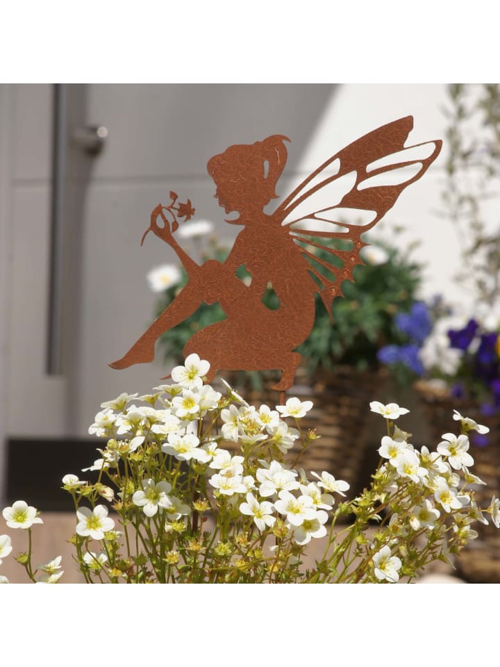 UNUS Gartenstecker Rost Elfe sitzend in Braun günstig kaufen