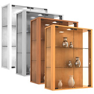VCM Sammelvitrine Udina mit Beleuchtung Silber