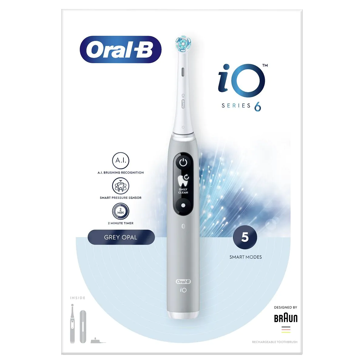 Oral-B Io Series 6 Grå Eltandbørste med Magnetisk Teknologi