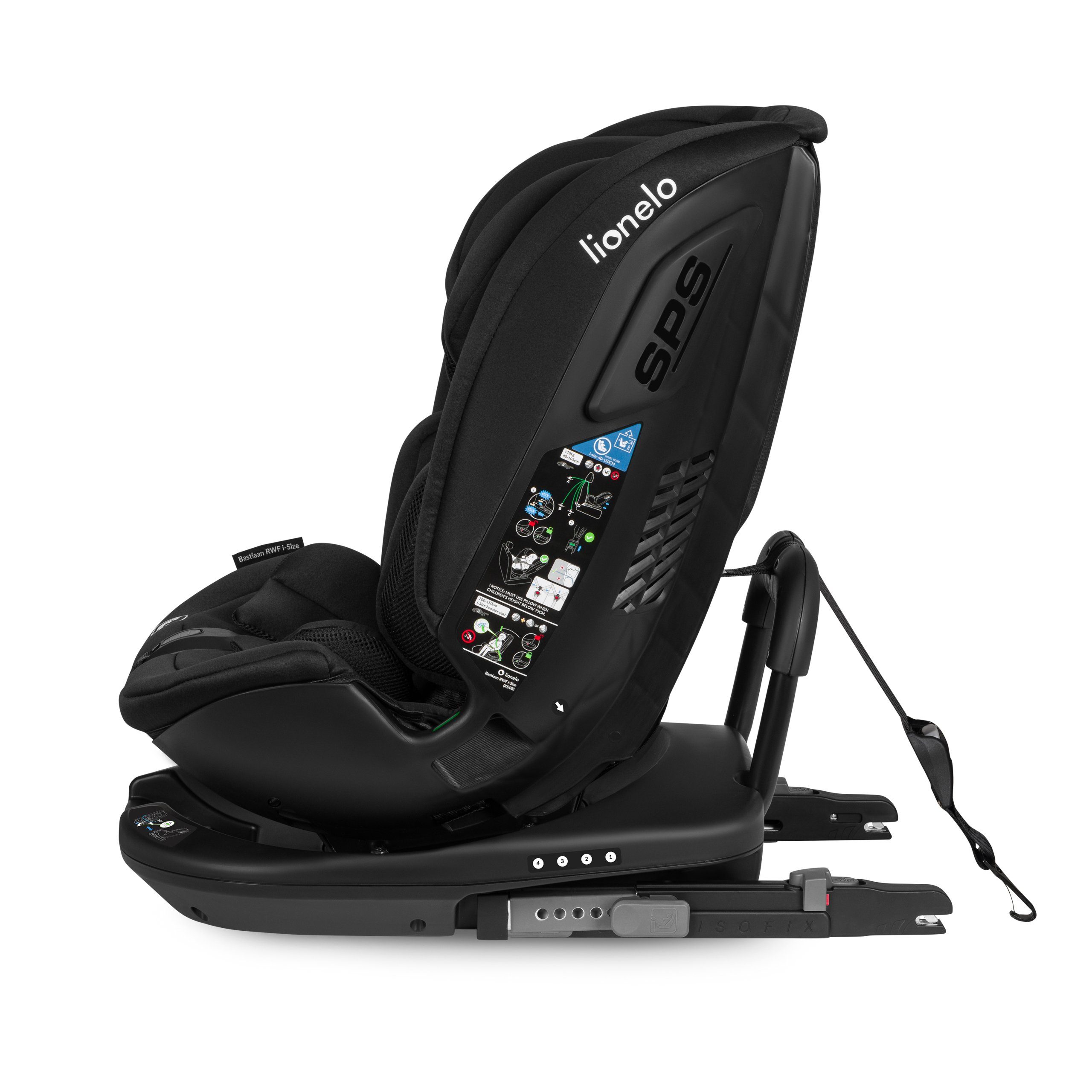 lionelo Autokindersitz Bastiaan RWF i-Size, ab: ab 0, bis: bis 150 cm (36kg), ab: 0,00 kg, bis: 36,00 kg, (Set), 4 Sitze in 1/360' drehbare Basis / ISOFIX / Top-Tether