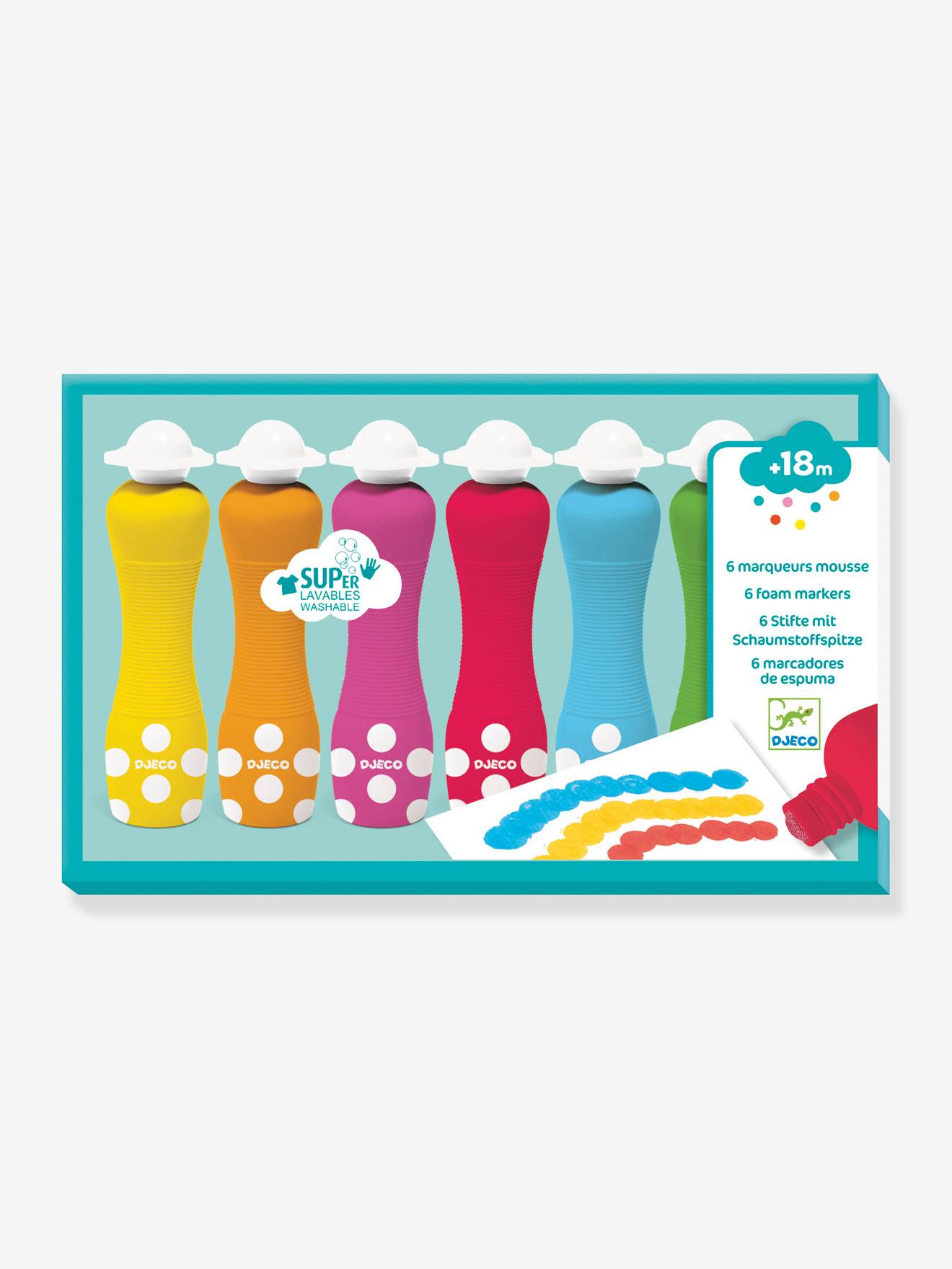 6 marqueurs mousse DJECO blanc